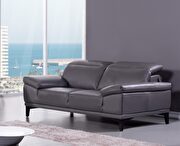 Gray modern low-profile loveseat w/ adjustable headrests by Beverly Hills additional picture 2
