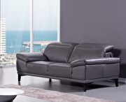 Gray modern low-profile loveseat w/ adjustable headrests additional photo 2 of 1