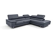 Slate blue low profile full Italian leather sectional by Beverly Hills additional picture 2