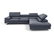 Slate blue low profile full Italian leather sectional by Beverly Hills additional picture 3