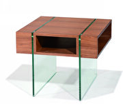 Walnut/glass legs low profile coffee table by Beverly Hills additional picture 2