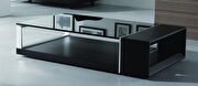 Black oak veneer/black glass modern coffee table by Beverly Hills additional picture 3