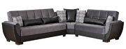 Reversible gray microfiber & black pu sectional w/ storage by Casamode additional picture 2