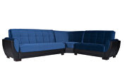 Reversible blue on black pu sectional w/ storage additional photo 2 of 3