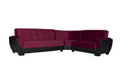 Reversible burgundy on black pu sectional w/ storage additional photo 2 of 3