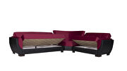 Reversible burgundy on black pu sectional w/ storage additional photo 3 of 3