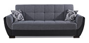 Gray fabric on black pu sleeper sofa w/ storage additional photo 2 of 8