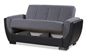 Gray fabric on black pu sleeper loveseat w/ storage by Casamode additional picture 5
