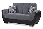 Gray fabric on black pu sleeper loveseat w/ storage by Casamode additional picture 6