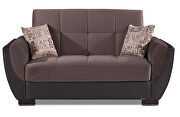 Chocolate fabric on brown pu sleeper loveseat w/ storage by Casamode additional picture 2