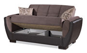 Chocolate fabric on brown pu sleeper loveseat w/ storage by Casamode additional picture 4