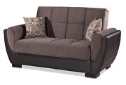 Chocolate fabric on brown pu sleeper loveseat w/ storage by Casamode additional picture 5