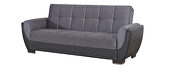 Gray microfiber black pu sleeper sofa w/ storage by Casamode additional picture 2