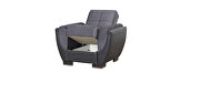 Gray microfiber black pu sleeper chair w/ storage by Casamode additional picture 2