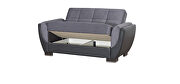 Gray microfiber black pu sleeper loveseat w/ storage by Casamode additional picture 2