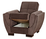 Brown microfiber sleeper chair w/ storage by Casamode additional picture 2