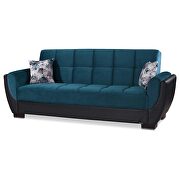Blue fabric on black pu sleeper sofa w/ storage additional photo 2 of 8