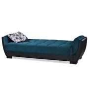 Blue fabric on black pu sleeper sofa w/ storage additional photo 4 of 8