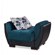Blue fabric on black pu sleeper chair w/ storage by Casamode additional picture 2