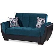 Blue fabric on black pu sleeper loveseat w/ storage by Casamode additional picture 2
