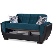 Blue fabric on black pu sleeper loveseat w/ storage by Casamode additional picture 3
