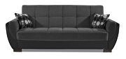 Asphalt fabric on black pu sleeper sofa w/ storage additional photo 2 of 8