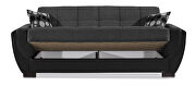 Asphalt fabric on black pu sleeper sofa w/ storage additional photo 3 of 8