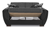 Asphalt fabric on black pu sleeper loveseat w/ storage by Casamode additional picture 2