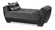 Asphalt fabric on black pu sleeper loveseat w/ storage by Casamode additional picture 4
