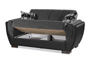 Asphalt fabric on black pu sleeper loveseat w/ storage by Casamode additional picture 5