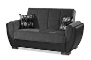 Asphalt fabric on black pu sleeper loveseat w/ storage by Casamode additional picture 6