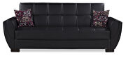 Black pu leatherette sleeper sofa w/ storage additional photo 2 of 8
