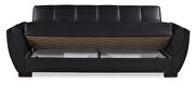 Black pu leatherette sleeper sofa w/ storage additional photo 3 of 8