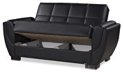 Black pu leatherette sleeper loveseat w/ storage by Casamode additional picture 5