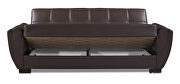 Brown pu leatherette sleeper sofa w/ storage additional photo 4 of 8