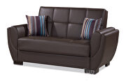 Brown pu leatherette sleeper loveseat w/ storage by Casamode additional picture 6