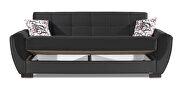 Black fabric on black pu sleeper sofa w/ storage additional photo 3 of 8