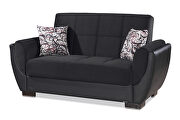 Black fabric on black pu sleeper loveseat w/ storage by Casamode additional picture 5