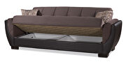 Cocoa fabric on brown pu sleeper sofa w/ storage by Casamode additional picture 4