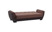 Cocoa fabric on brown pu sleeper sofa w/ storage by Casamode additional picture 9