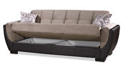 Sand fabric on brown pu sleeper sofa w/ storage by Casamode additional picture 4