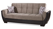 Sand fabric on brown pu sleeper sofa w/ storage by Casamode additional picture 5