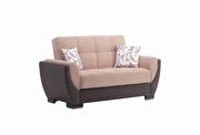 Sand fabric on brown pu sleeper sofa w/ storage by Casamode additional picture 10