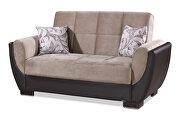 Sand fabric on brown pu sleeper loveseat w/ storage by Casamode additional picture 6