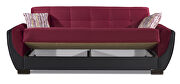 Burgundy fabric on black pu sleeper sofa w/ storage by Casamode additional picture 4