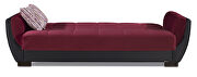 Burgundy fabric on black pu sleeper sofa w/ storage additional photo 5 of 8