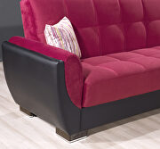 Burgundy fabric on black pu sleeper sofa w/ storage by Casamode additional picture 8