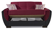 Burgundy fabric on black pu sleeper loveseat w/ storage by Casamode additional picture 6