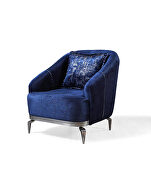 Sleek contemporary velvet blue chair by Casamode additional picture 2