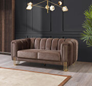 Sleek contemporary velvet brown loveseat by Casamode additional picture 3